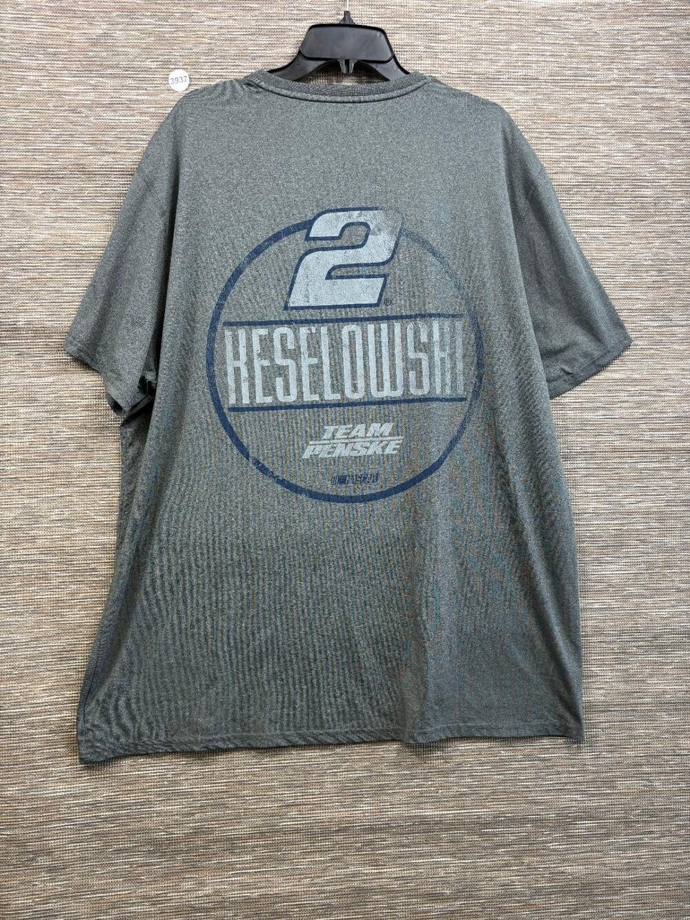 Brad Keselowski #2 Team Penske NASCAR T-Shirt Gray Size 3XL Short Sleeve